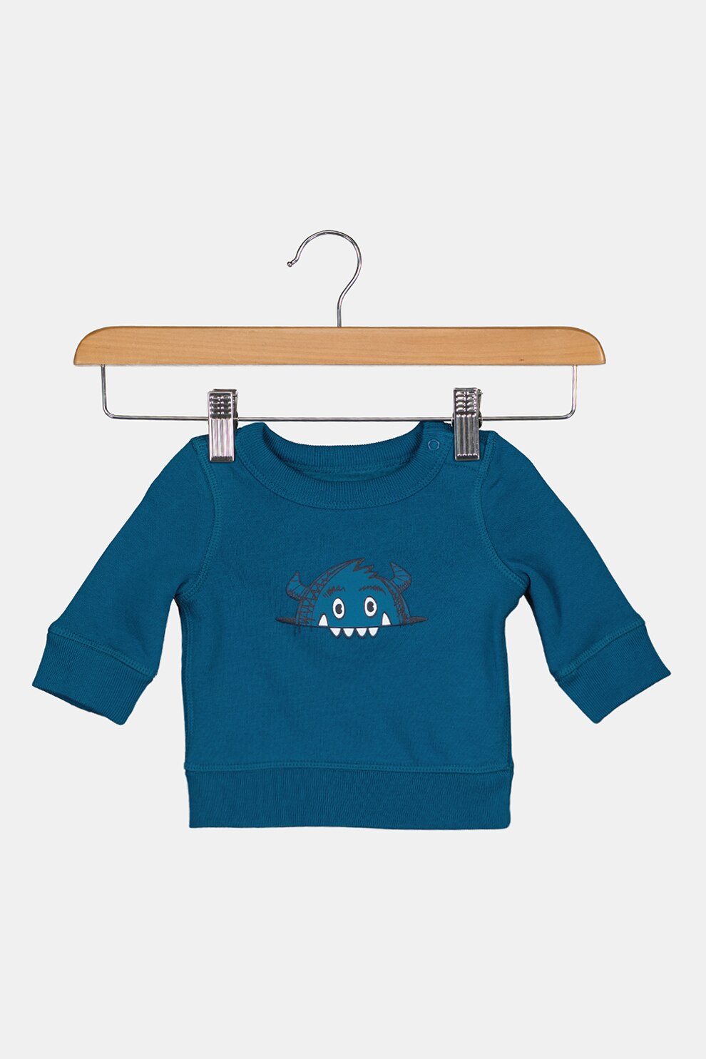 GAP, Bluza cu decolteu la baza gatului si imprimeu grafic, Albastru petrol