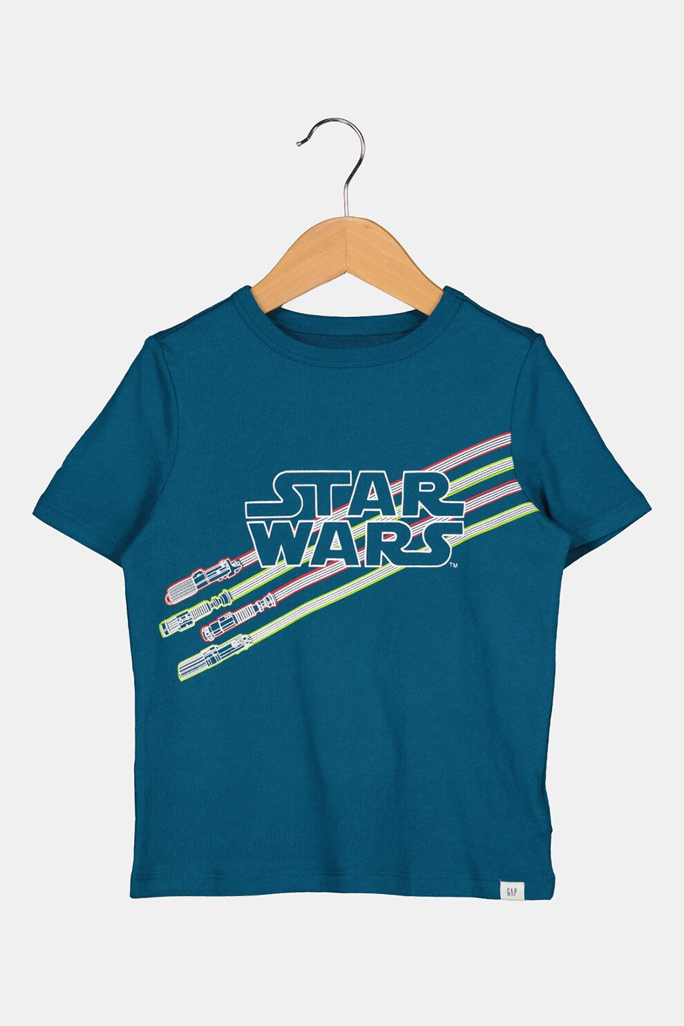GAP, Tricou din bumbac cu imprimeu Star Wars, Albastru petrol/Alb