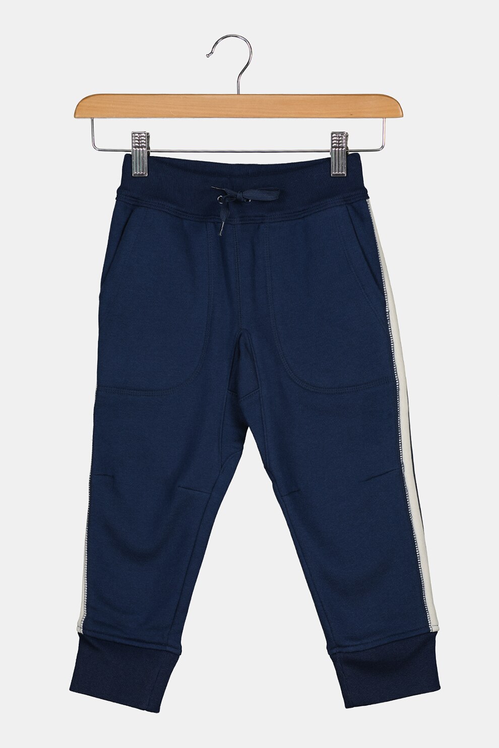 GAP, Pantaloni sport cu snur de ajustare si benzi laterale contrastante, Bleumarin inchis