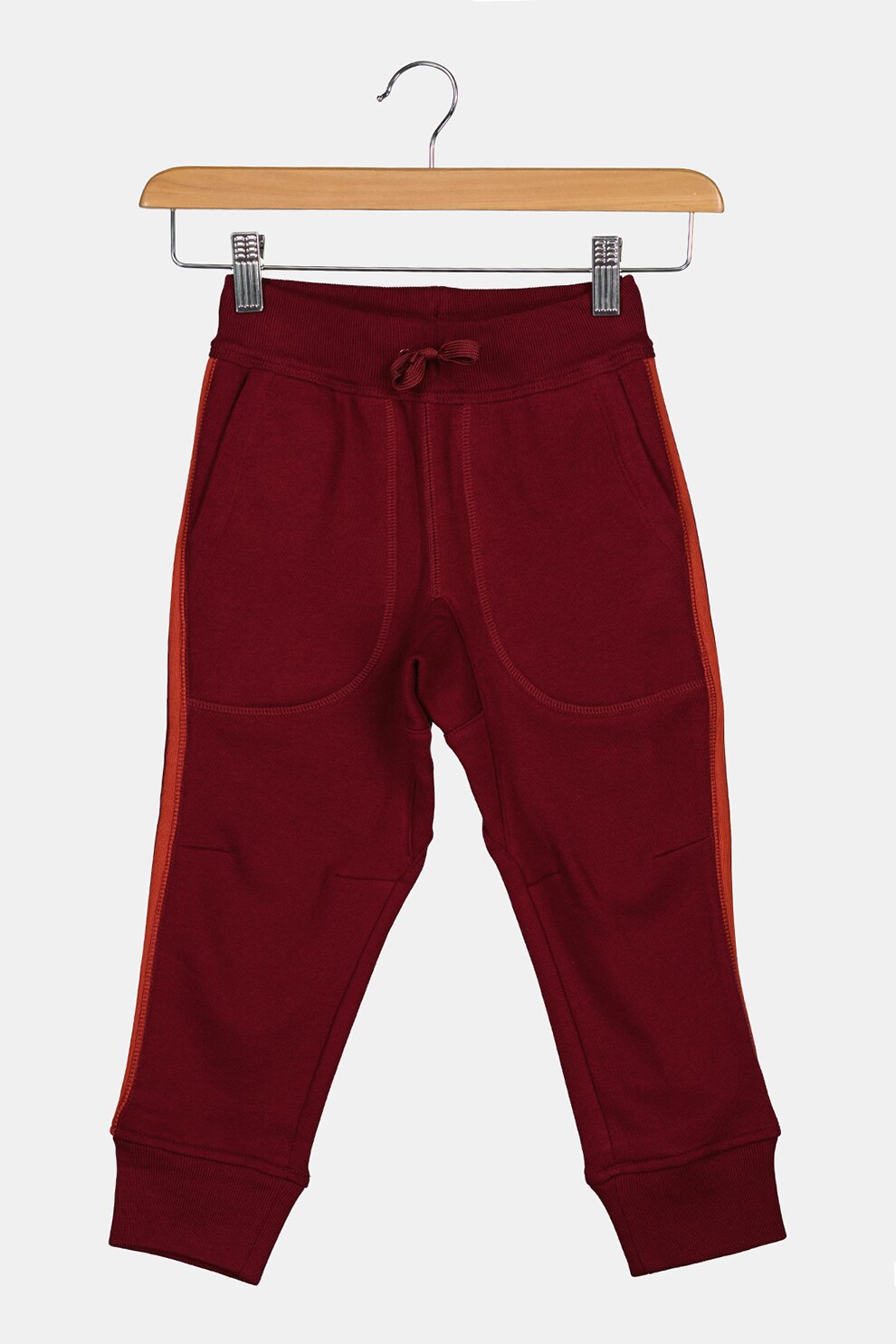 GAP, Pantaloni sport cu snur de ajustare si benzi laterale contrastante, Visiniu