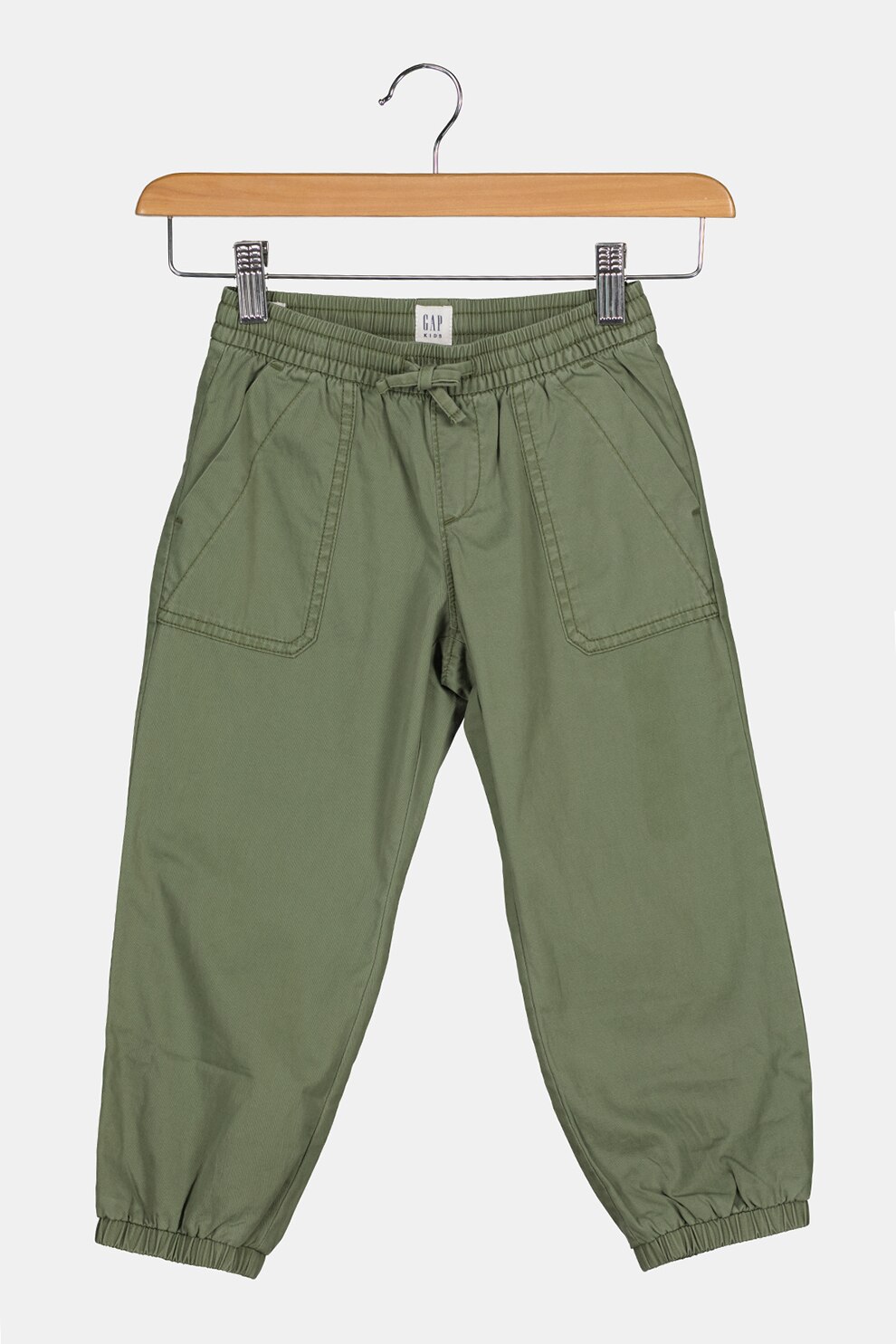 GAP, Pantaloni din bumbac cu talie elastica, Verde sparanghel