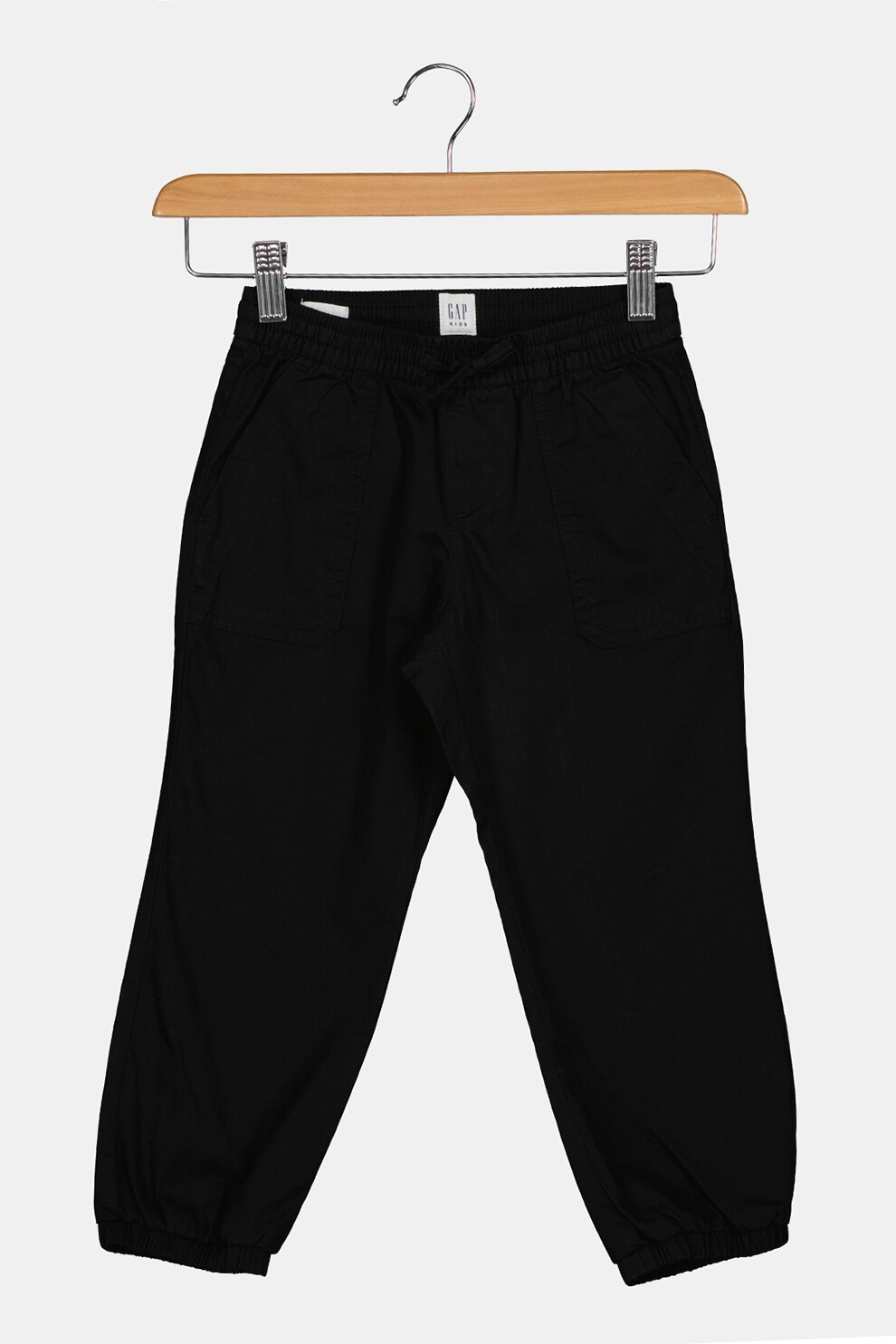 GAP, Pantaloni din bumbac cu talie elastica, Negru