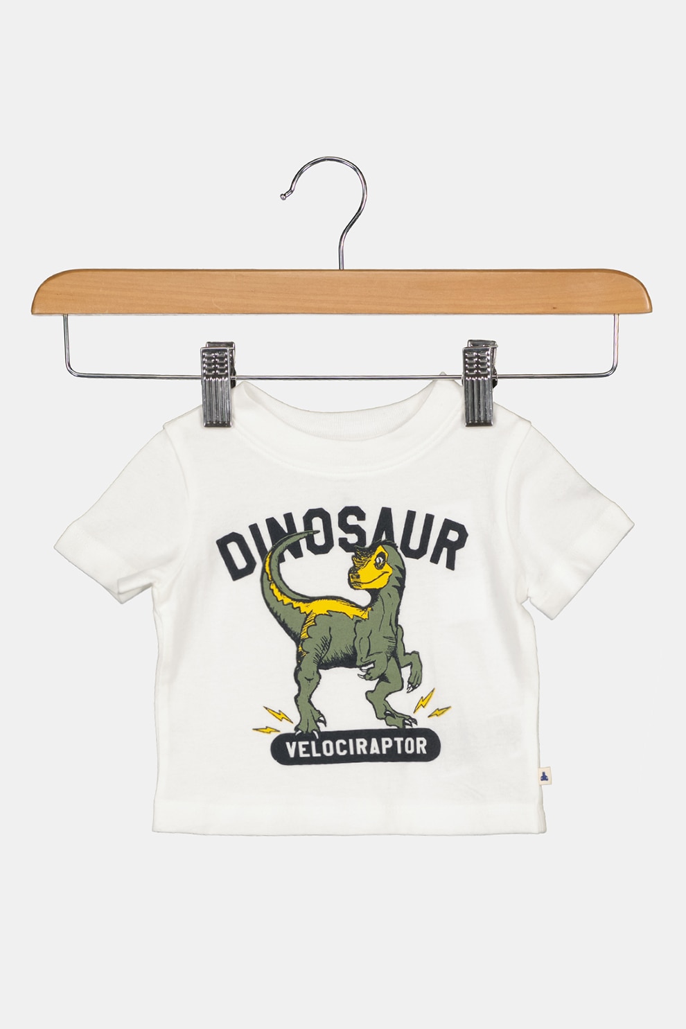GAP, Tricou cu decolteu la baza gatului si imprimeu grafic, alb, verde feriga, negru