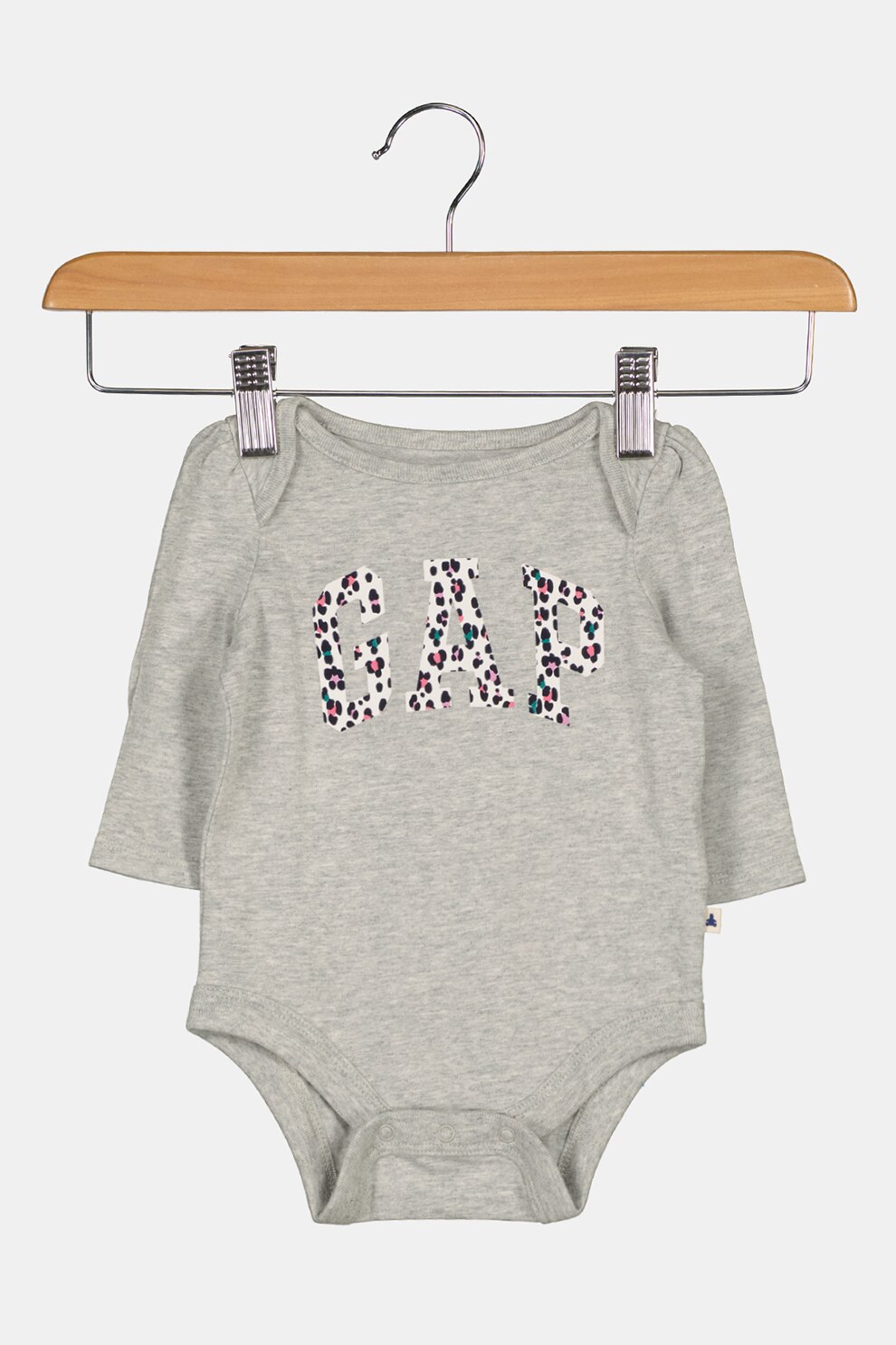 GAP, Body din bumbac cu logo, Gri deschis melange