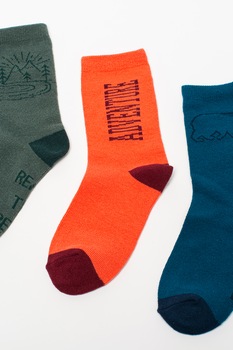 GAP, Set de sosete lungi cu imprimeu - 3 perechi, Verde inchis/bleumarin inchis/oranj GAP, Set de sosete lungi cu imprimeu - 3 perechi, Verde inchis/bleumarin inchis/oranj