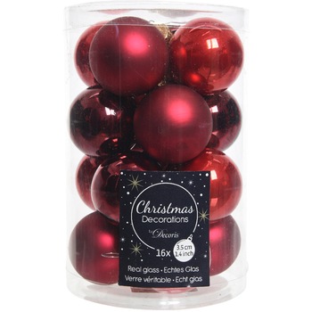 Set 16 globuri Craciun Decoris, sticla, 3.5 cm, nuante rosii Set 16 globuri Craciun Decoris, sticla, 3.5 cm, nuante rosii