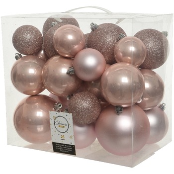 Set 26 globuri Craciun Decoris, plastic, 10 cm, roz pal Set 26 globuri Craciun Decoris, plastic, 10 cm, roz pal