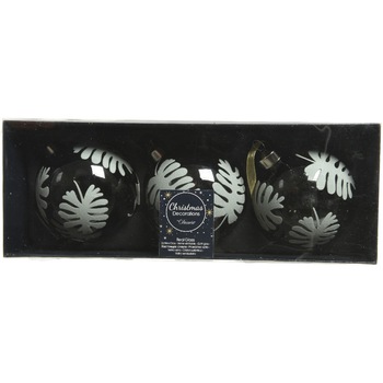Set 3 globuri Craciun Decoris, sticla, 8 cm, design frunza de palmier, transparent Set 3 globuri Craciun Decoris, sticla, 8 cm, design frunza de palmier, transparent