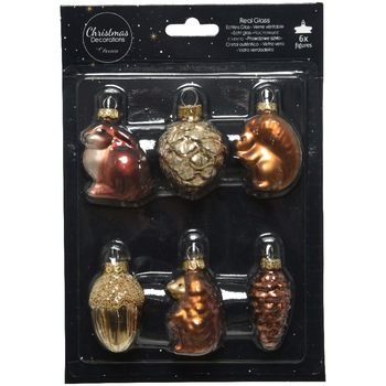 Set 6 decoratiniu Craciun Decoris, sticla, 3.3x3.2x5.6 cm, aramiu/auriu Set 6 decoratiniu Craciun Decoris, sticla, 3.3x3.2x5.6 cm, aramiu/auriu