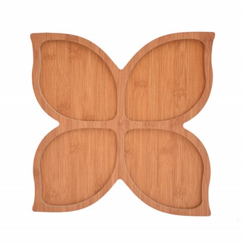 Platou din lemn pentru servire cu 4 compartimente, 29 cm, maro Platou din lemn pentru servire cu 4 compartimente, 29 cm, maro