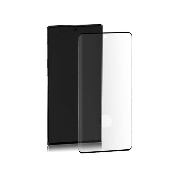Folie din sticla securizata Qoltec Premium, Compatibil cu Samsung Galaxy Note 10+, 3D, Negru