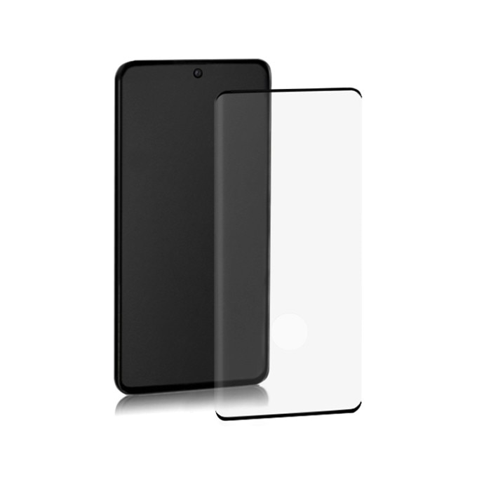 Folie din sticla securizata Qoltec Premium, Compatibil cu Samsung Galaxy S20+, 3D, Negru
