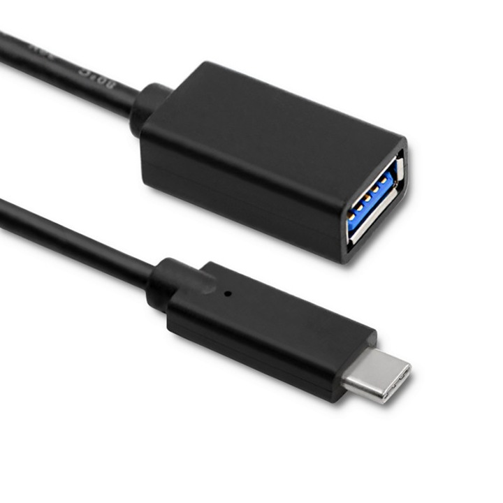 Kábel Usb 3.1 Type C Male / Usb 3.0 Type A Female, Qoltec, 50421, Kábel hossza: 0.25 m, Standard: Usb 3.0, Áram: 3 A, Működési hőmérséklet: -20℃~50℃, 15 x 200 x 120 mm, Fekete