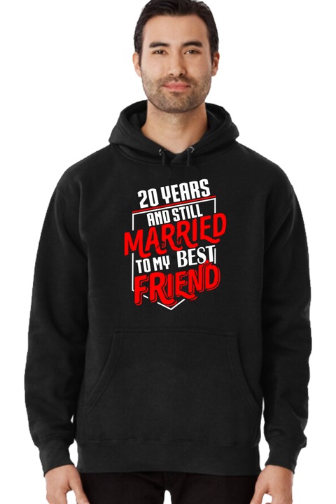 Egyedi férfi pulóver "20 years and still married to my best friend", Fekete, L