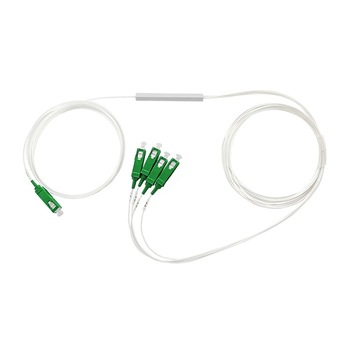 Cablu Splitter fibra optica QQoltec, 4 iesiri, 0.9 mm, Alb/Verde Cablu Splitter fibra optica QQoltec, 4 iesiri, 0.9 mm, Alb/Verde