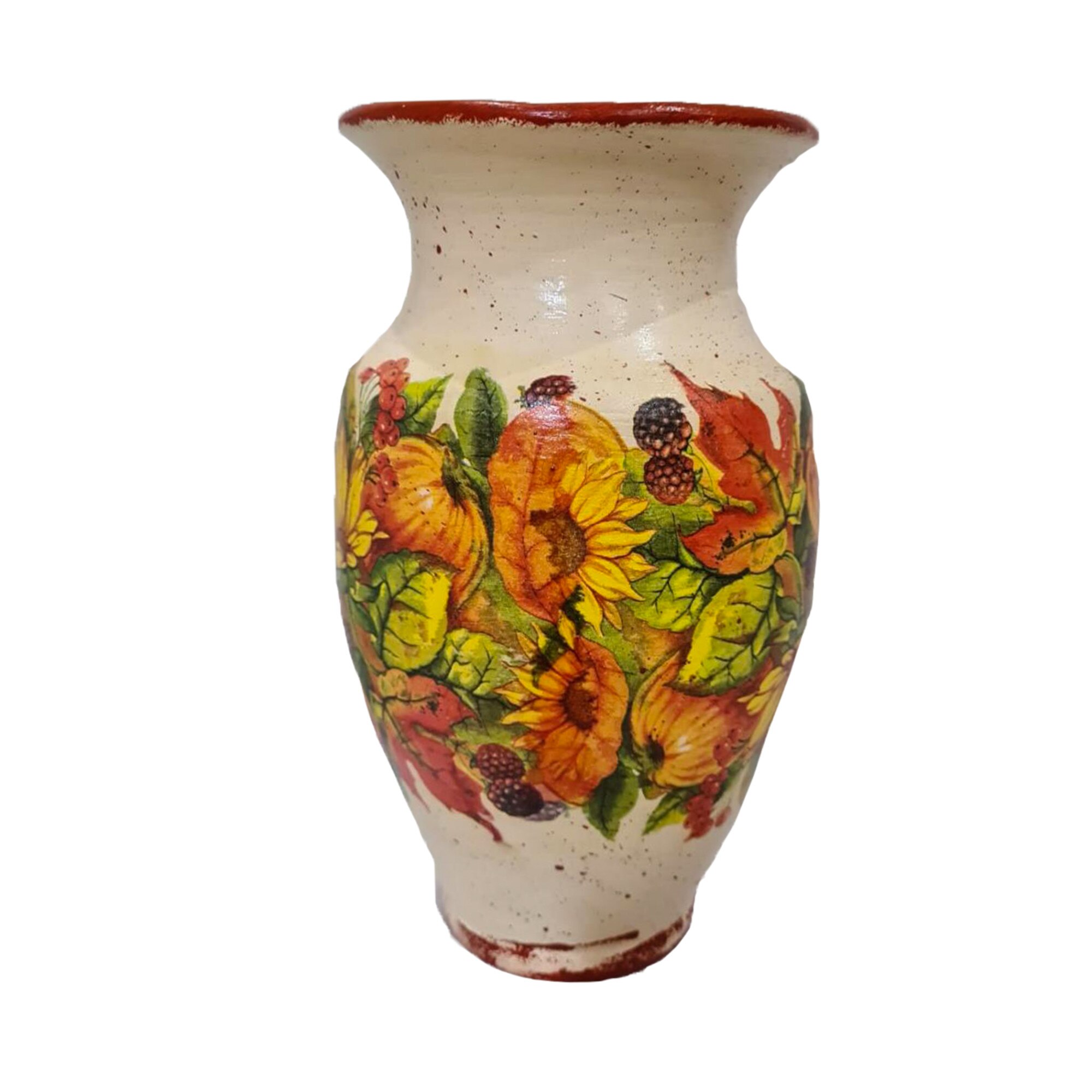 Vaza ceramica pentru realizata manual, model dovleac, 25x13, alb -