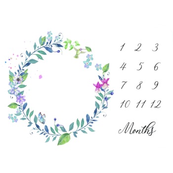 Paturica aniversara Milestone cu rame pentru fotografii bebelusi - flori, alb/verde, 70 x 100 cm Paturica aniversara Milestone cu rame pentru fotografii bebelusi - flori, alb/verde, 70 x 100 cm