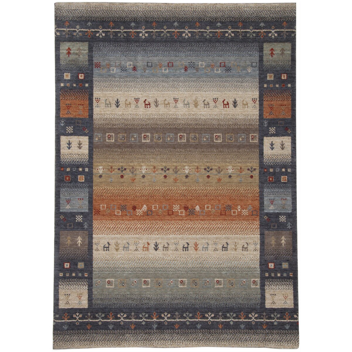 Covor Modern & Geometric Fasa, Gri/Multicolor, 70x140 cm