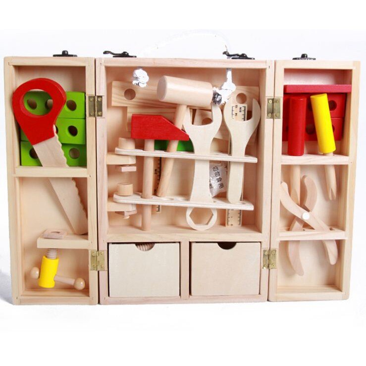 Jucarie educativa, cutia cu scule din lemn, 26 piese, Micul meserias, Unitoys