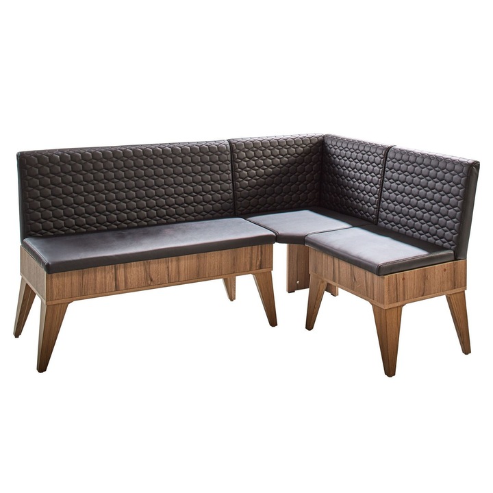 Coltar bucatarie, cu lada, nuc cu negru, 171 x 122 x 84 cm