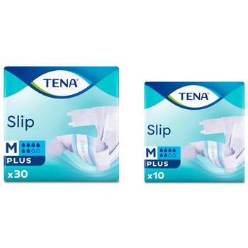 Pachet Promo: Scutece pentru incontinenta adulti, Tena Slip Plus, marime M, 30 bucati + 10 bucati Pachet Promo: Scutece pentru incontinenta adulti, Tena Slip Plus, marime M, 30 bucati + 10 bucati