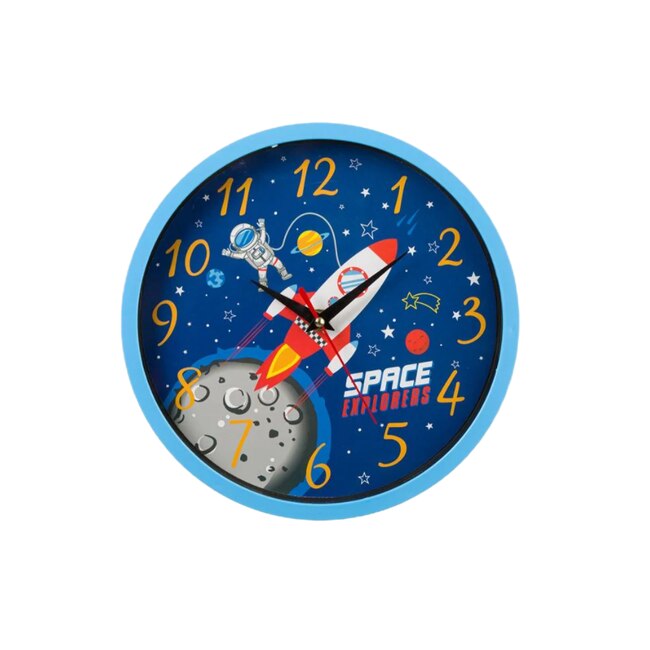Ceas de perete pentru copii, model Astronaut, 24.5 x 24.5 cm, Multicolor, JMB-BBL3135