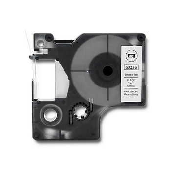 Etichete autocolante Qoltec, 6mm x 7 m, Alb/Negru Etichete autocolante Qoltec, 6mm x 7 m, Alb/Negru