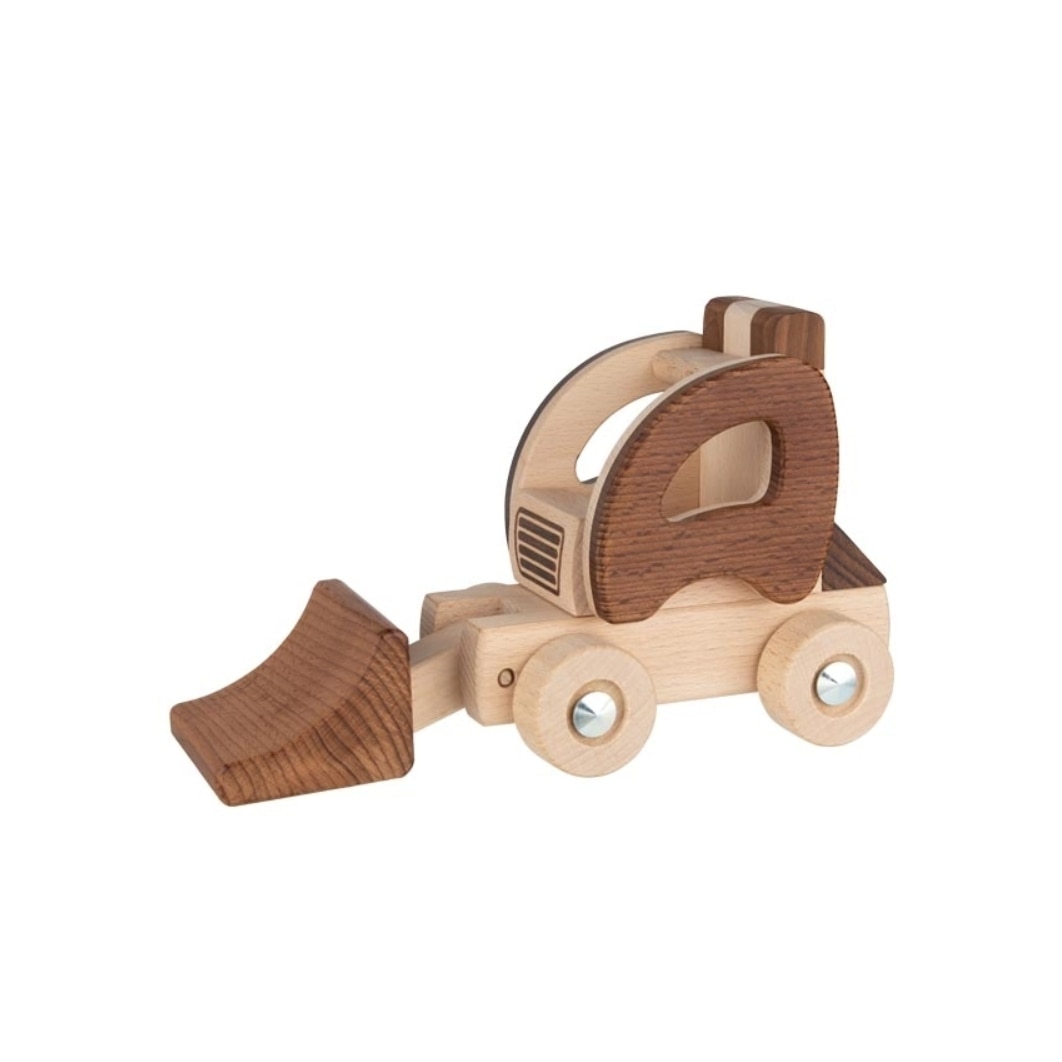 Excavator din lemn - Micul santierist, multicolor, 21,7 x 9 x 12,9 cm