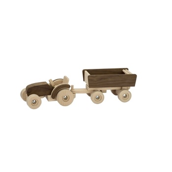 Tractor cu remorca - Set din lemn - Goki Nature, 52,5 x 14 x 14 cm Tractor cu remorca - Set din lemn - Goki Nature, 52,5 x 14 x 14 cm