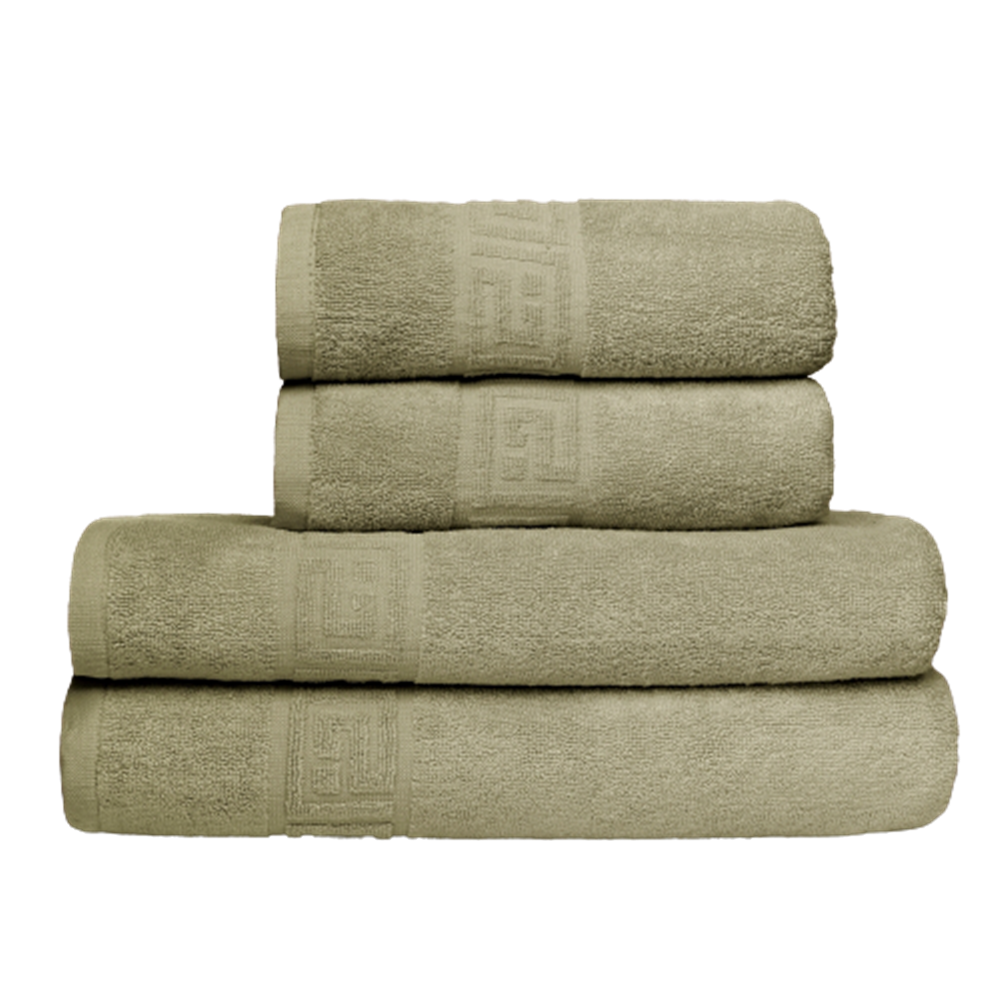 Set 4 Prosoape Greek Border, 2 x 50x90cm, 2 x 70x140cm, KAKI