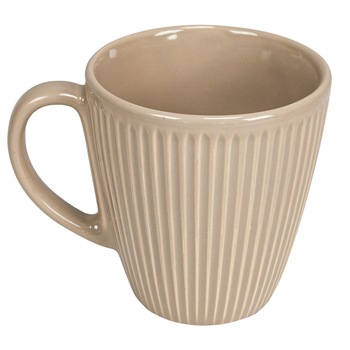 Cana din ceramica cu model striat, Cesiro, 250 ml, Bej Cana din ceramica cu model striat, Cesiro, 250 ml, Bej