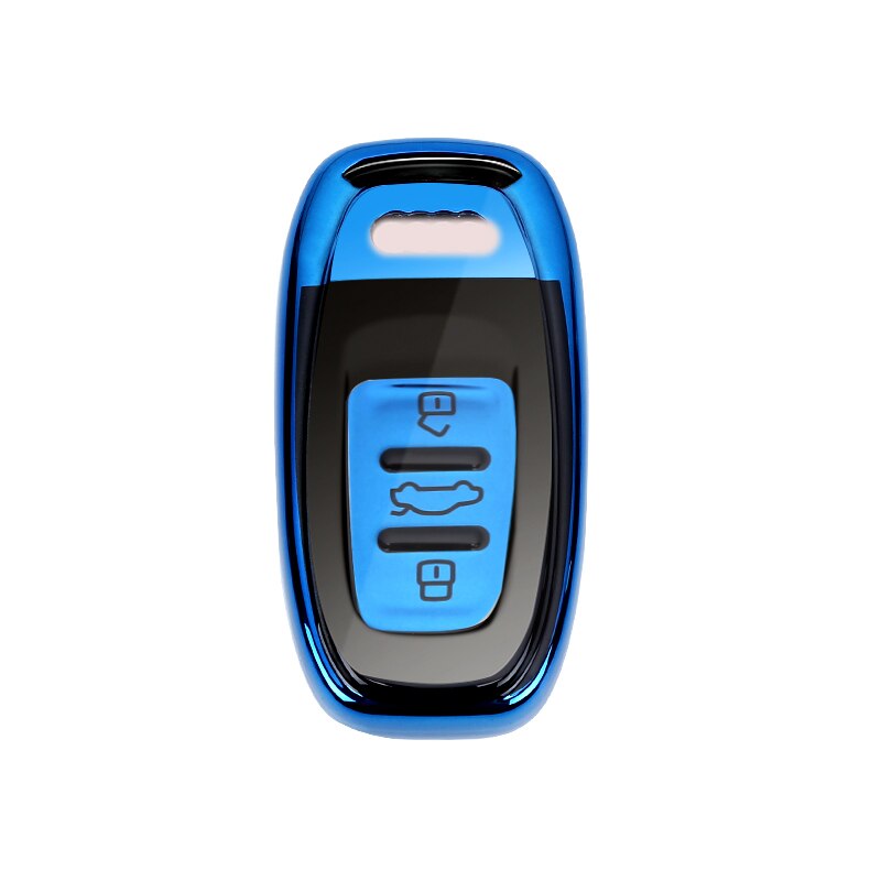 Husa Cheie Smartkey Audi 3 Butoane Albastru cu Negru TPU Audi A6 A7 A8 4G
