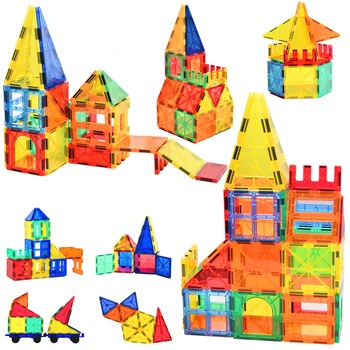 Set de Constructie Magnetic cu 130 Piese, Educativ si Creativ,  Set de Constructie Magnetic cu 130 Piese, Educativ si Creativ,
