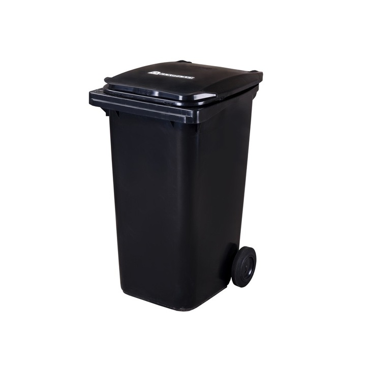 Pubela de inalta calitate DacEnergy©, material HDPE, cu capac, 2 roti, rezistent UV si inghet, 240l, locas cip, gri inchis, 740x580x1070 mm