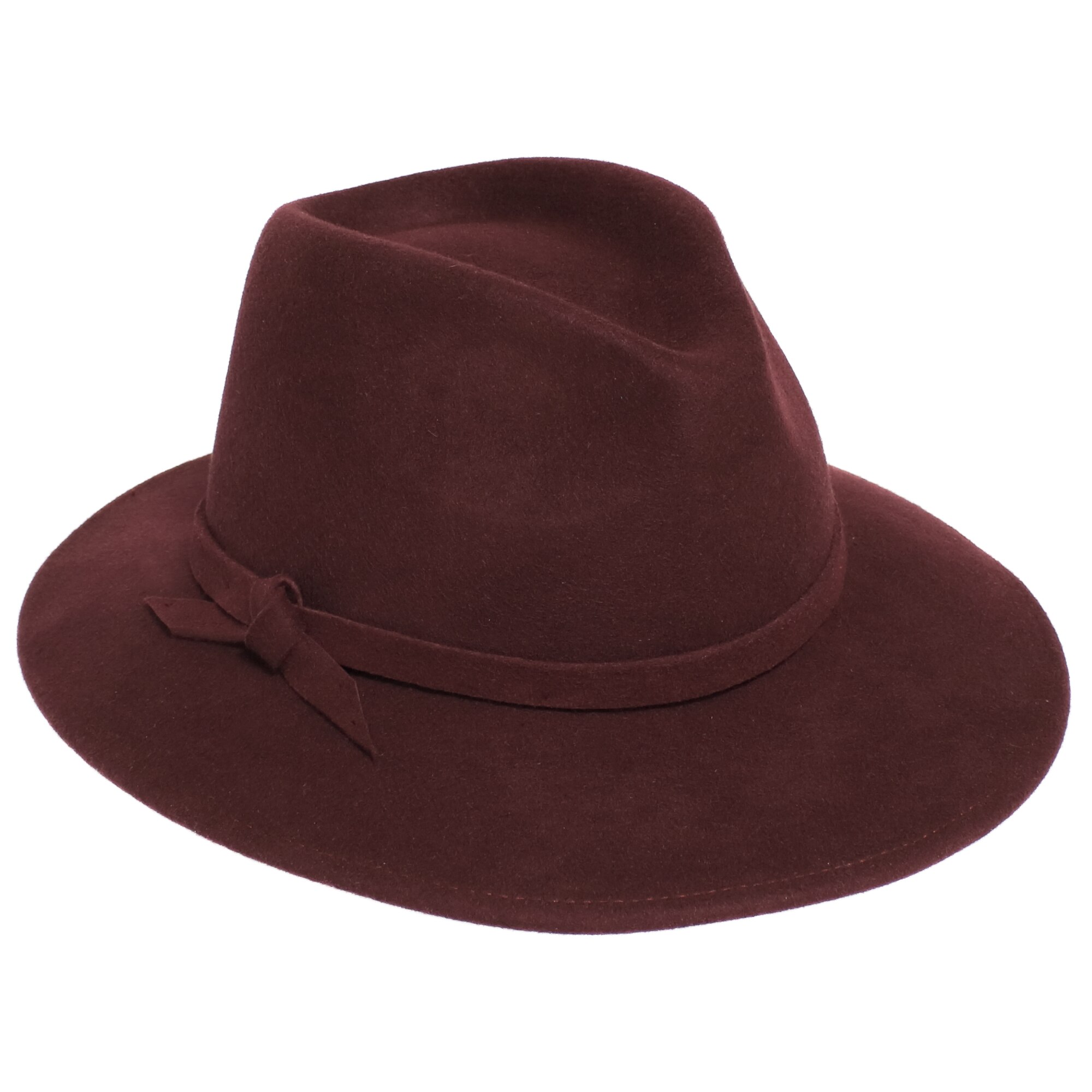 Palarie unisex, din 100% lana, cu snur, Visiniu, marime 57 cm - PAL468