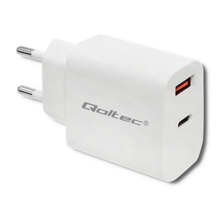 Incarcator Retea Qoltec, 18W, 5-12V, 1,5-3A, USB tip C, USB QC 3.0, Alb