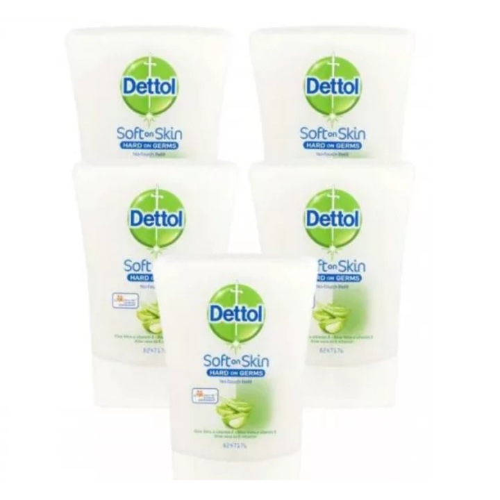 Дозатор за течен сапун Dettol, с 5 пълнителя, 250 мл - eMAG.bg