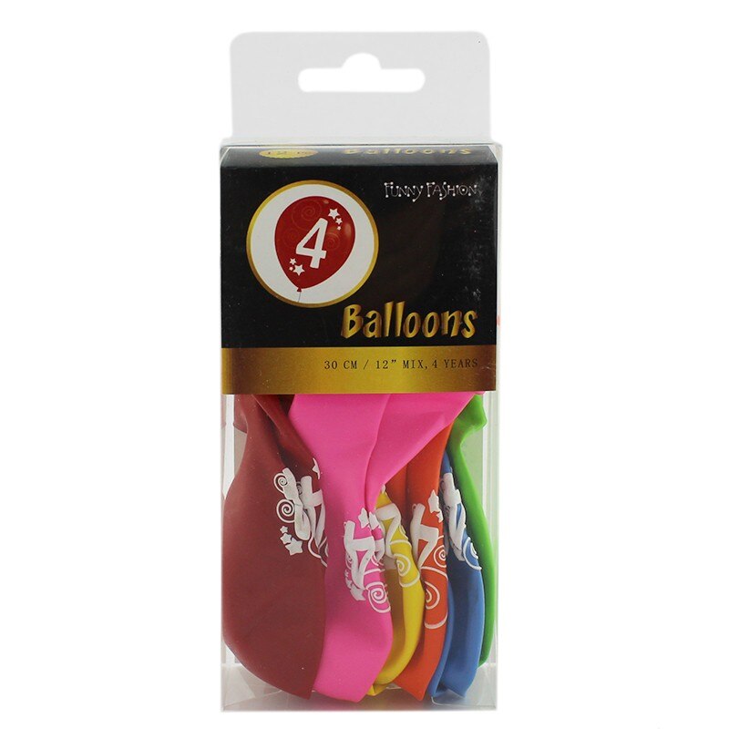 Set 12 baloane cifra 4, Funny Fashion, multicolore, material latex, ovale
