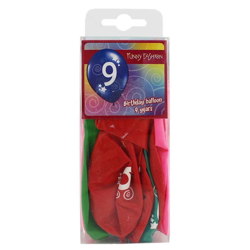 Set baloane cifra 9, Funny Fashion, multicolor, latex, 12 bucati