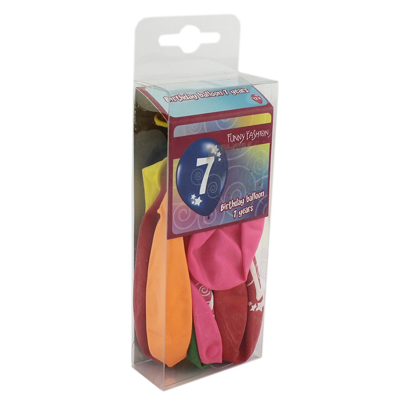 Set baloane colorate cifra 7, Funny Fashion, material latex, multicolore, 12 bucati