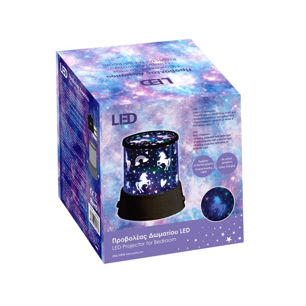 Проектор / LED нощна лампа за детската стая, въртяща се с Еднорог, 11 х ...
