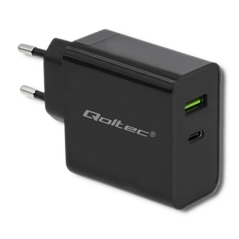 Incarcator Retea Qoltec, 45W, 5-20V, 2.25-3A, USB tip C PD, USB, Negru Incarcator Retea Qoltec, 45W, 5-20V, 2.25-3A, USB tip C PD, USB, Negru