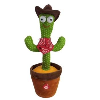 Jucarie interactiva Cactus Vorbitor si Dansator, 32 cm, cu costumas texan, cu baterii incluse, danseaza si repeta ceea ce spune copilul, Verde, viMAG ® Jucarie interactiva Cactus Vorbitor si Dansator, 32 cm, cu costumas texan, cu baterii incluse, danseaza si repeta ceea ce spune copilul, Verde, viMAG ®