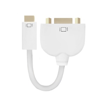 Mini adaptor DVI mama/tata, Qoltec, 0.15 m, Alb Mini adaptor DVI mama/tata, Qoltec, 0.15 m, Alb
