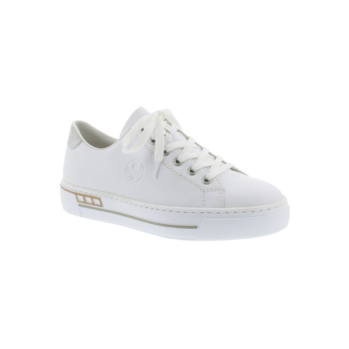 Pantofi sport dama, Rieker, Hard Casual Trainers, Piele naturala, Alb, 38 EU