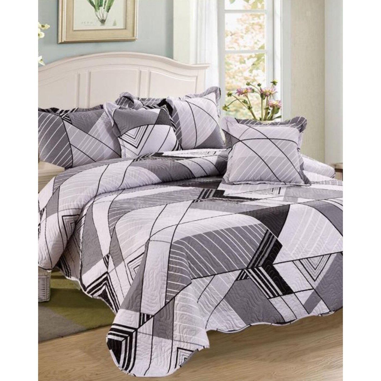 Set Cuvertura de Pat si 4 Fete de Perna, Finet, 5 piese, Straight Shapes, CVY-10