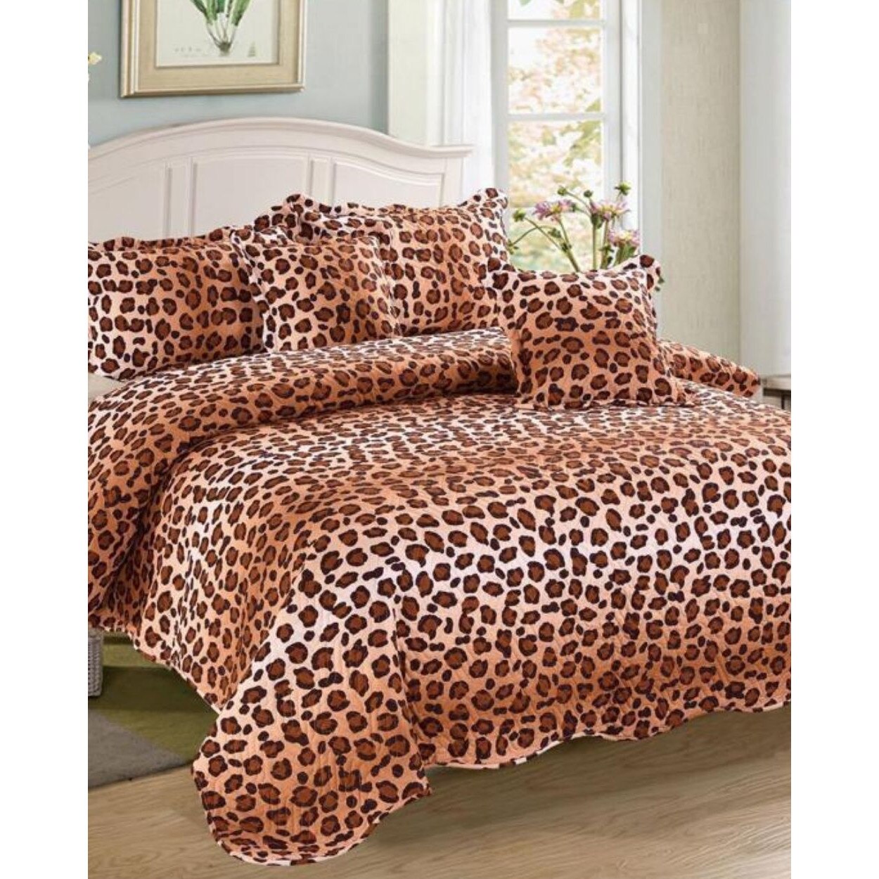 Set Cuvertura de Pat si 4 Fete de Perna, Finet, 5 piese, Leopard, CVY-20