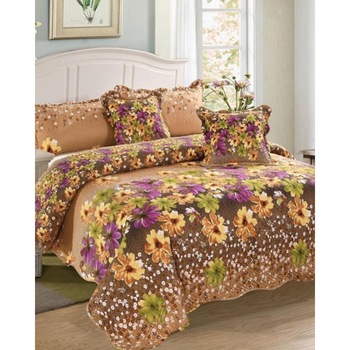 Set Cuvertura de Pat si 4 Fete de Perna, Finet, 5 piese, Flori Colorate, CVY-22 Set Cuvertura de Pat si 4 Fete de Perna, Finet, 5 piese, Flori Colorate, CVY-22