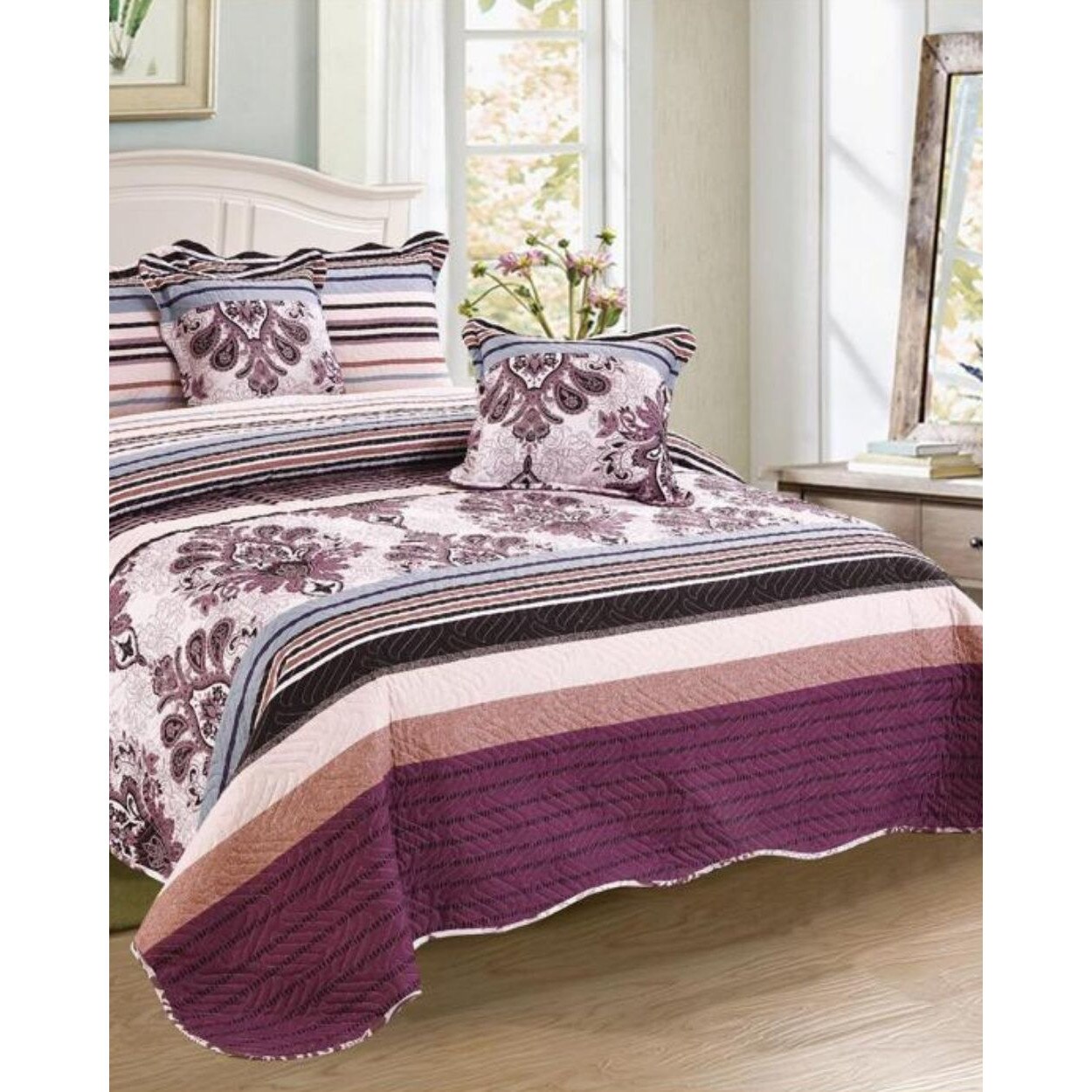 Set Cuvertura de Pat si 4 Fete de Perna, Finet, 5 piese, Cristina, CVY-17