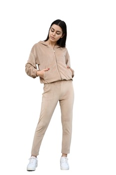 Costum sport catifea dama, Roz pal, S-M Costum sport catifea dama, Roz pal, S-M